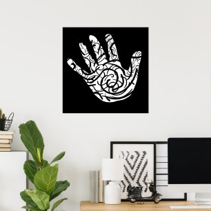 Póster palma de mano geométrica abstracta