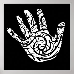 Póster palma de mano geométrica abstracta
