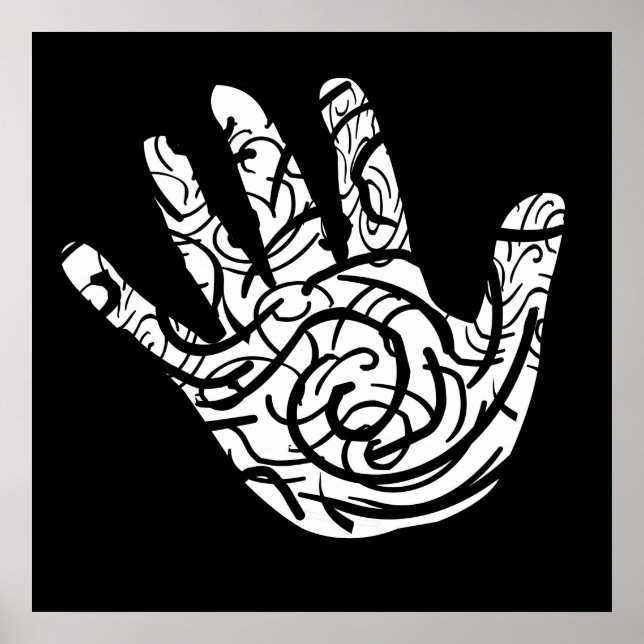 Póster palma de mano geométrica abstracta (Frente)