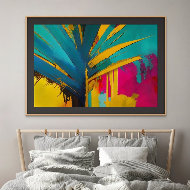 Póster Palma de Oro – Energía Tropical Abstracta (Golden Palm – Abstract Tropical Energy)