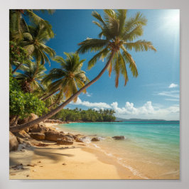 Póster Palma tropical sobre el agua