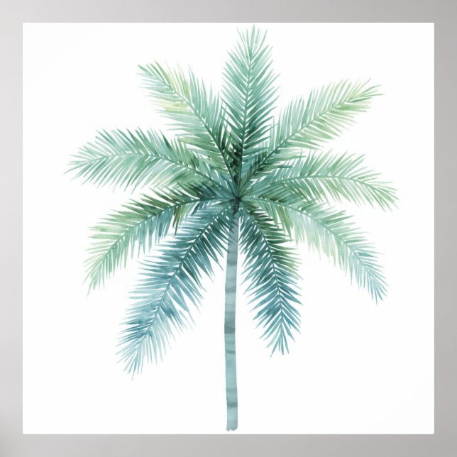 Póster Palma verde cian (Frente)