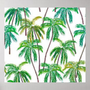 Póster Palmas acrílicas: Textura textil de verano.