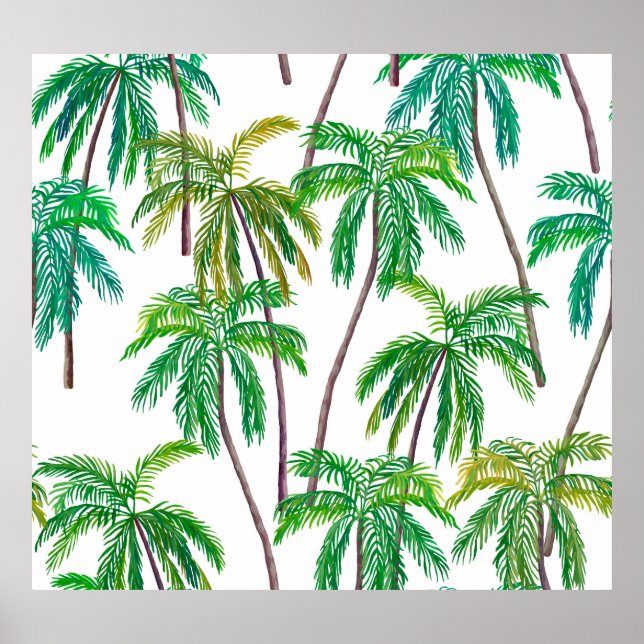 Póster Palmas acrílicas: Textura textil de verano. (Frente)
