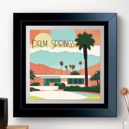 Póster Palmas de acuarela de Palm Springs de época