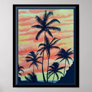 Póster Palmas de coco hawaiano
