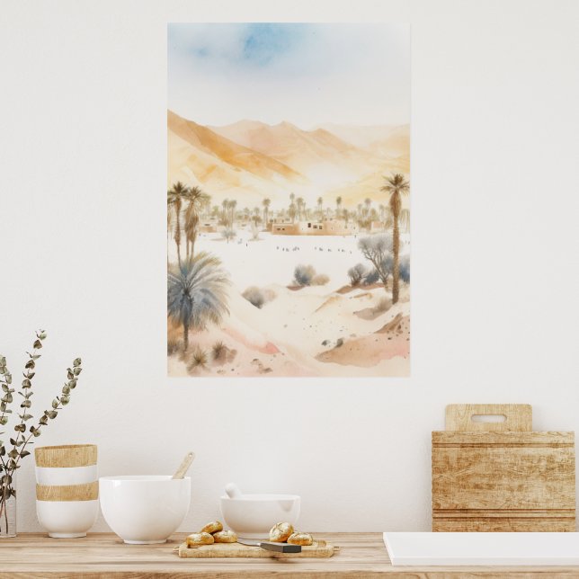 Póster Palmas del desierto en poster de puesta de sol (Cocina)