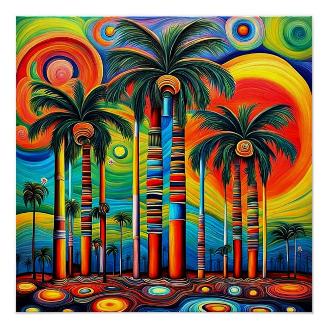 Póster Palmas psicodélicas 5 (Anverso)