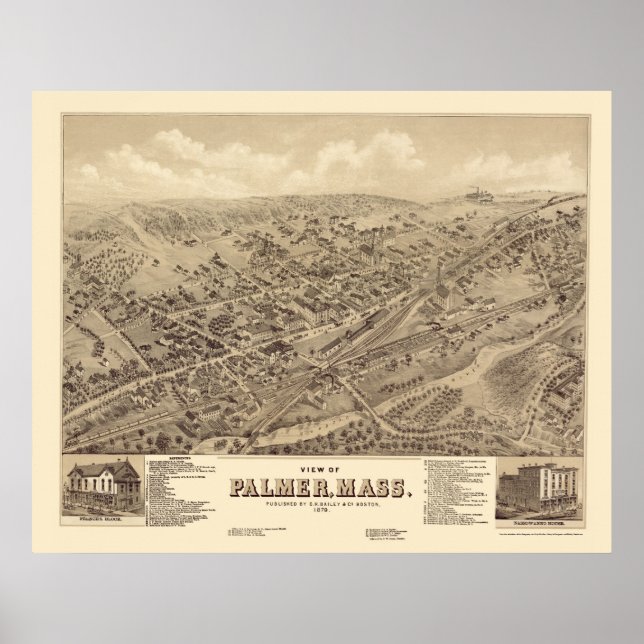Póster Palmer, MAMÁES Mapa Panorámico - 1879 (Frente)