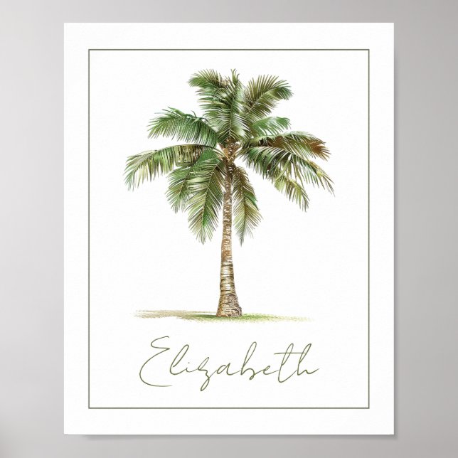 Póster Palmera Costera Personalizada (Frente)