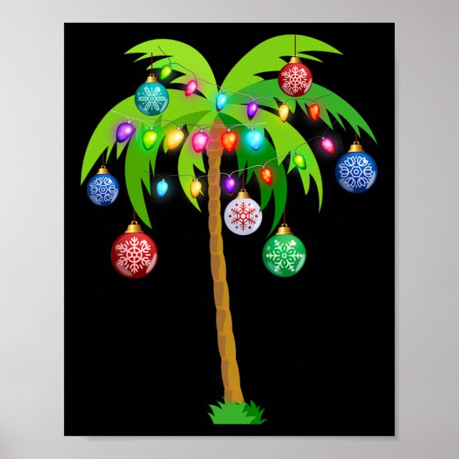 Póster Palmera de Navidad de Hawái Tropical Coco Navidad  (Frente)