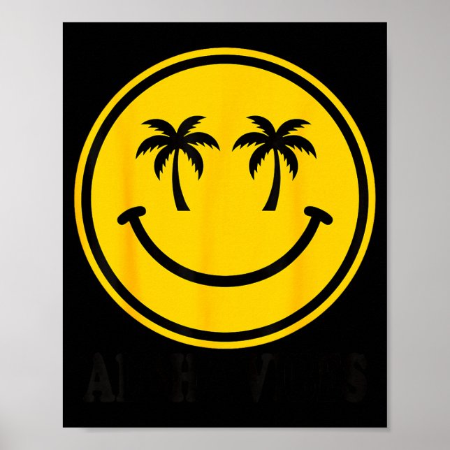 Póster Palmera sonriente hawaii playa vacaciones de veran (Frente)