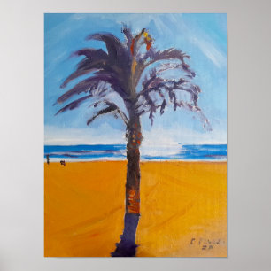 Póster Palmera Tropical Playa Soleada