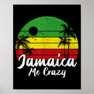 Póster Palmera Vintage Retro Atardecer Jamaica Loco