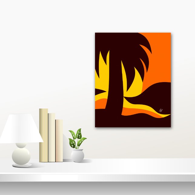 Póster Palmeral En La Silhouette De Sunset (Palm tree in sunset Abstract)
