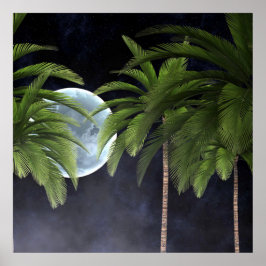 Póster Palmeras contra la luna