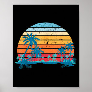 Póster Palmeras de la playa del atardecer Vibraciones de 