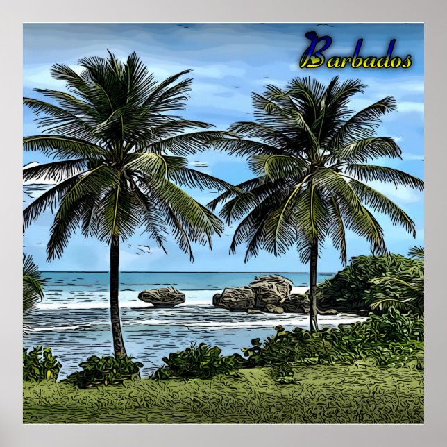 Póster Palmeras de playa de Barbados (Frente)