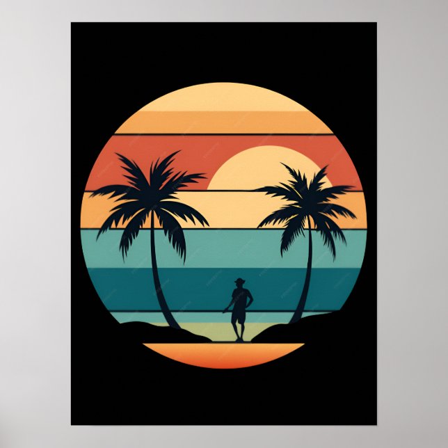 Póster Palmeras de Sunset Beach Vibraciones de Verano Est (Frente)