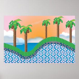 Póster Palmeras de videojuegos antiguos.