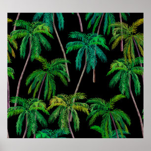 Póster Palmeras: Patrón de verano acrílico.