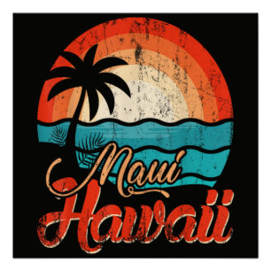 Póster Palmeras Playa Hawaiana