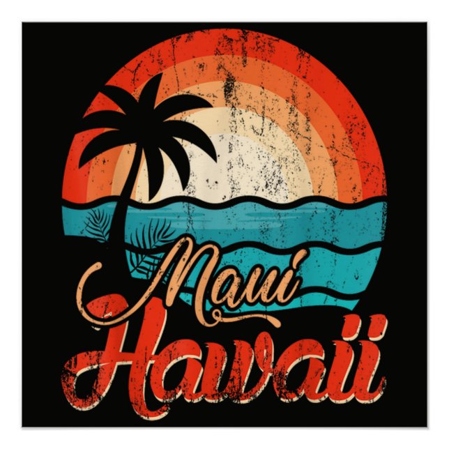 Póster Palmeras Playa Hawaiana (Anverso)