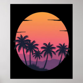 Póster Palmeras Retro Sunset