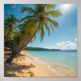 Póster Palmeras sobre la playa