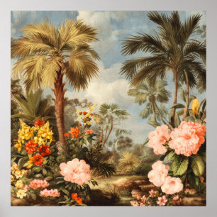 Póster Palmeras Tropicales Botánicas Vintage