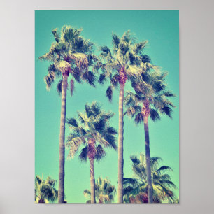 Póster Palmeras tropicales del vintage en verde verde
