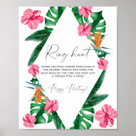 Póster Palmeras tropicales - juego de ducha de novia de c