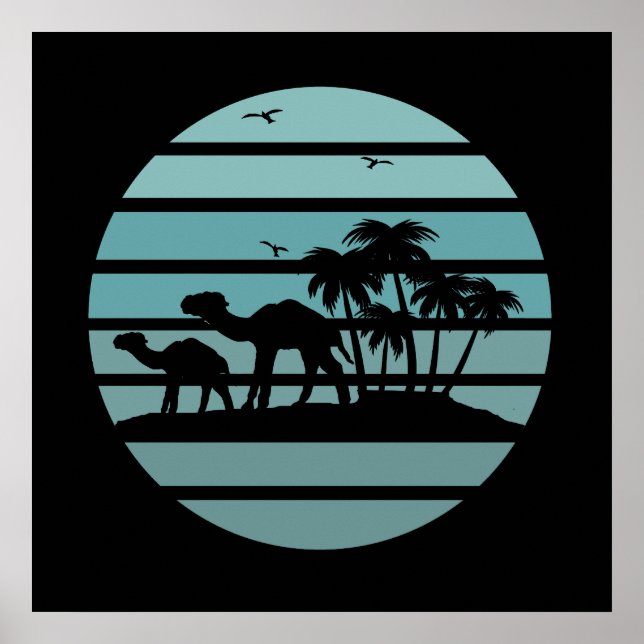 Póster palmeras y camellos  (Frente)