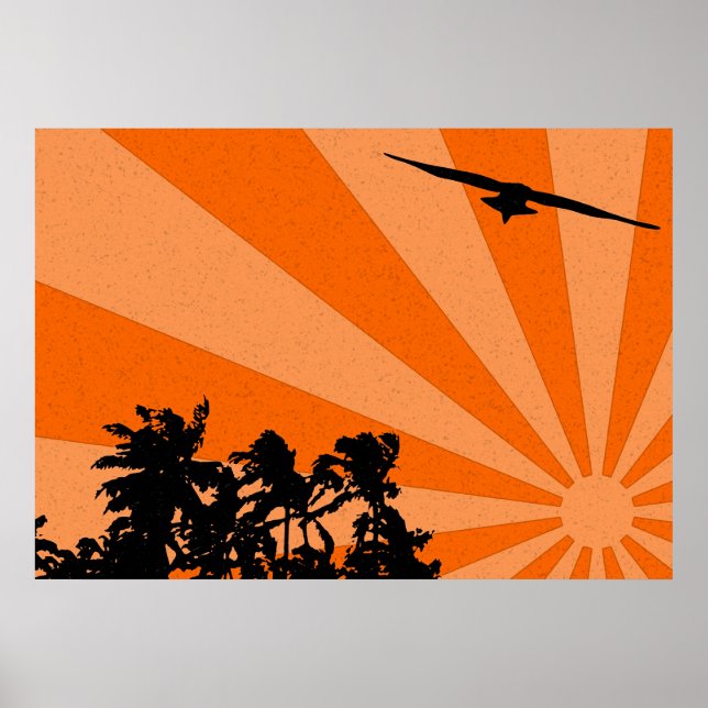 Póster Palmeras y gaviotas Imprimir (Frente)