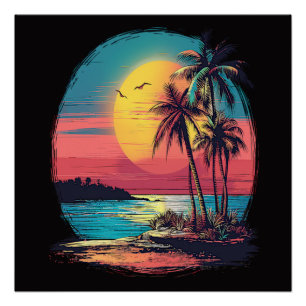 Póster Palmeras y playa