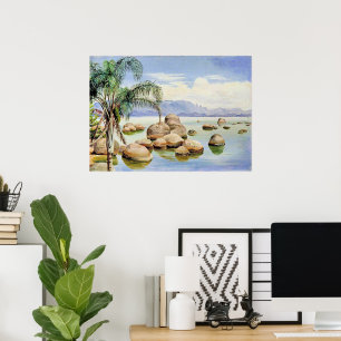 Póster Palmeras y rocas, Bahía de Río,