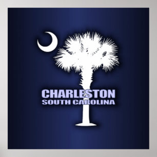 Póster Palmetto y creciente (Charleston) del SC