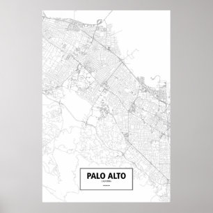 Póster Palo Alto, California (negro sobre blanco)