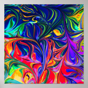 Póster Palo de brillo trippy con girasol arco iris