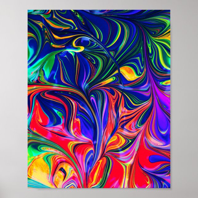 Póster Palo de brillo trippy con girasol arco iris (Frente)