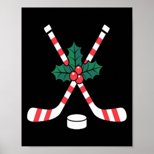 Póster Palo de Hockey de Navidad Caramelo de Caña de Hock