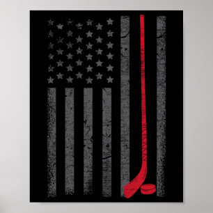 Póster Palo de hockey sobre hielo con bandera americana J