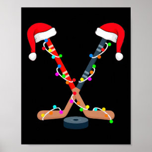 Póster Palo de Hockey sobre Hielo de Navidad Sombrero de