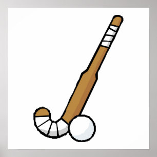 Póster Palo de hockey sobre hierba marrón