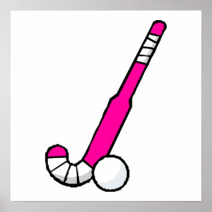 Póster Palo de hockey sobre hierba rosa