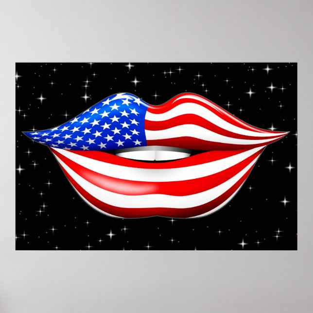 Póster Palo de labios de la bandera de los Estados Unidos (Frente)