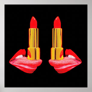 Póster Palo de labios rojo en la lengua