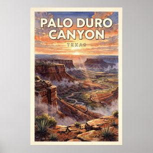Póster Palo Duro Canyon Texas Viaje Vintage