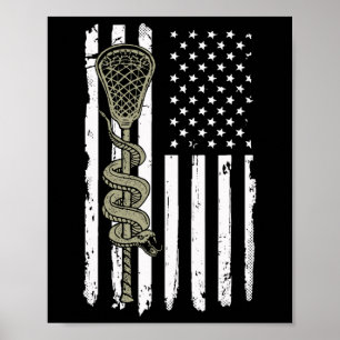 Póster Palo Lacrosse Y Serpiente Enfadada Bandera Estadou