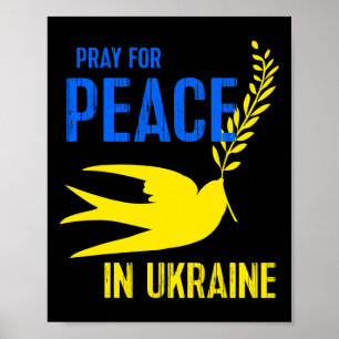 Póster Paloma Azul Amarillo Reza Por La Paz Ucrania Ucran
